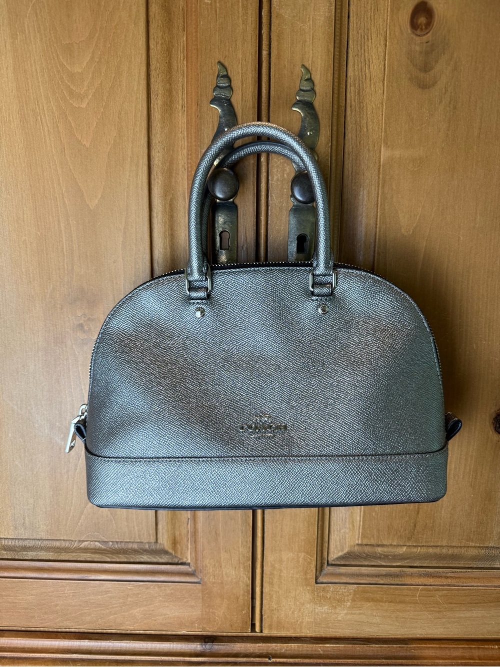 Coach Mini Sierra Dome Satchel Metallic Gunmetal Silver